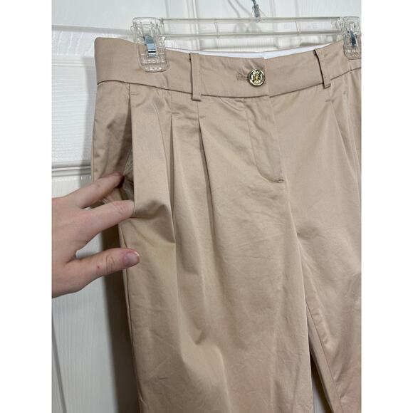 Kate Spade NY Tan Cotton Wide Leg Crop Pant Trousers 2 Capsule Old Money - Picture 2 of 7